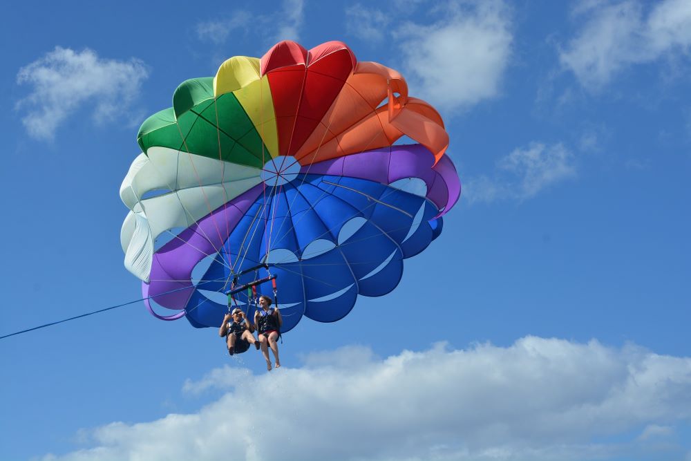 couple parasailing