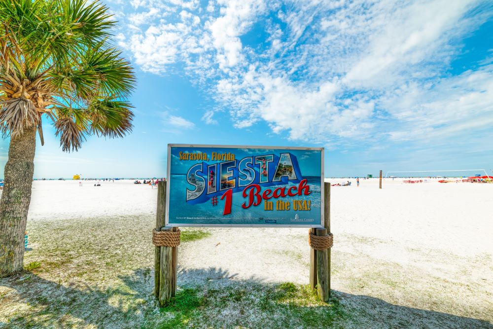 siesta beach sign