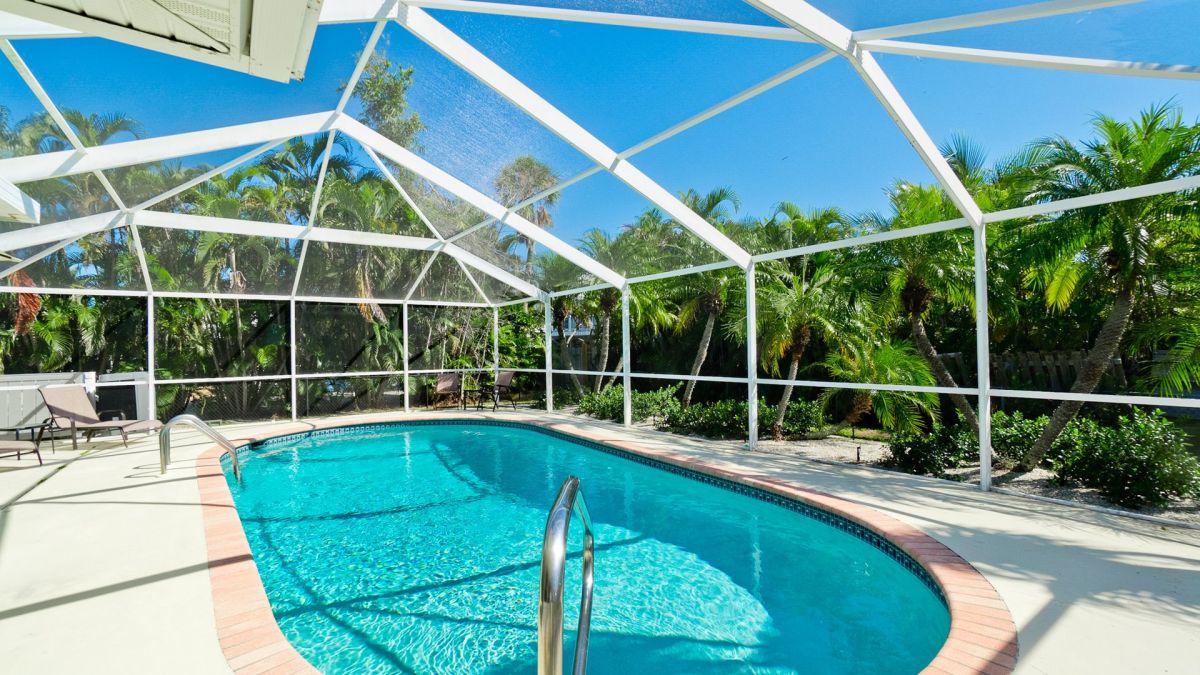 Large, screened, private pool